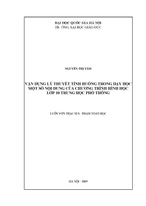 Vận Dụng Lý Thuyết Tình Huống Trong Dạy Học Hình Học Lớp 10