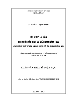 Nghiên cứu tội cướp tài sản theo Bộ luật hình sự Việt