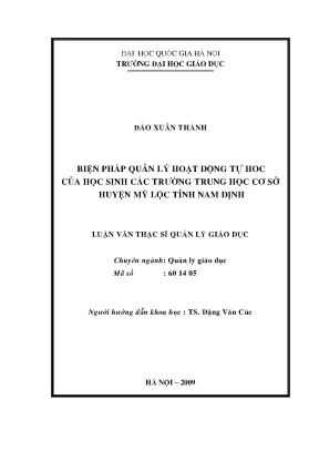 Biện Pháp Quản Lý Hoạt Động Tự Học Cho Học Sinh Trung