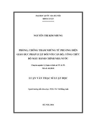 Giáo Dục Pháp Luật Trong Phòng Chống Tham Nhũng Đối Với