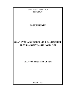 Quản Lý Nhà Nước Đối Với Doanh Nghiệp Tại Hà Nội: Thực