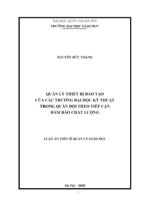 Quản lý thiết bị đào tạo tại các trường đại học kỹ thuật