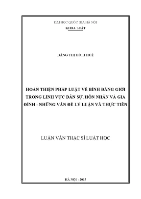 Hoàn thiện pháp luật về bình đẳng giới trong hôn nhân và
