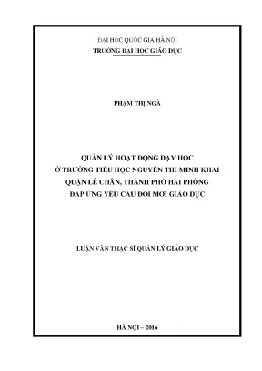 Quản Lý Hoạt Động Dạy Học Tại Trường Tiểu Học Nguyễn Thị