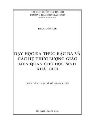 Dạy Học Đa Thức Bậc Ba và Hệ Thức Lượng Giác cho Học