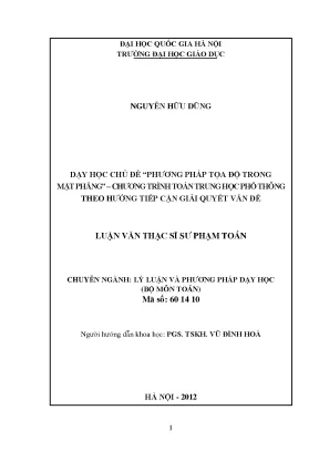 Phương Pháp Tọa Độ Trong Dạy Học Toán Trung Học Phổ Thông