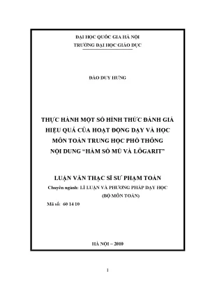Đánh Giá Hiệu Quả Dạy Học Môn Toán Trung Học Phổ Thông: