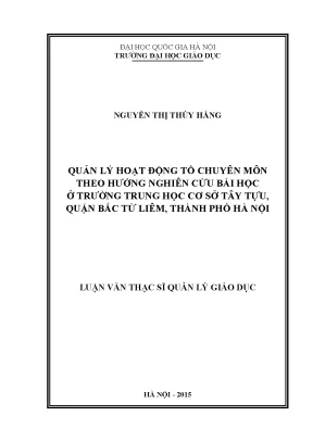 Quản lý hoạt động tổ chuyên môn theo hướng nghiên cứu