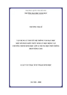 Vận Dụng Lý Thuyết Hệ Thống Trong Dạy Học Sinh Lý Học