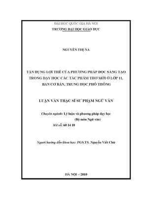 Tận Dụng Phương Pháp Đọc Sáng Tạo Trong Dạy Thơ Mới Lớp 11