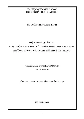 Biện Pháp Quản Lý Dạy Học Khoa Học Cơ Bản Tại Trường