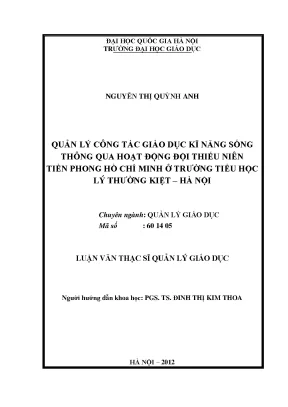 Quản Lý Giáo Dục Kỹ Năng Sống Tại Trường Tiểu Học Lý