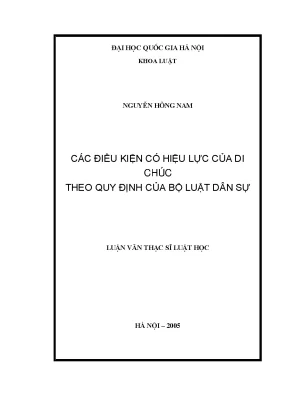 Điều Kiện Hiệu Lực Của Di Chúc Theo Bộ Luật Dân Sự Việt Nam