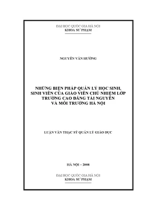 Biện Pháp Quản Lý Học Sinh, Sinh Viên Tại Trường Cao