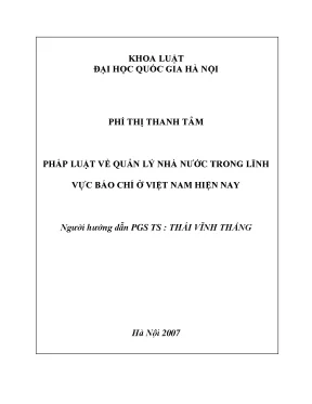 Quản Lý Nhà Nước Trong Lĩnh Vực Báo Chí Ở Việt Nam: Thực