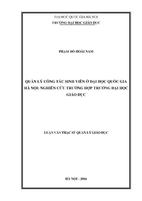 Quản Lý Công Tác Sinh Viên Tại Đại Học Quốc Gia Hà Nội: