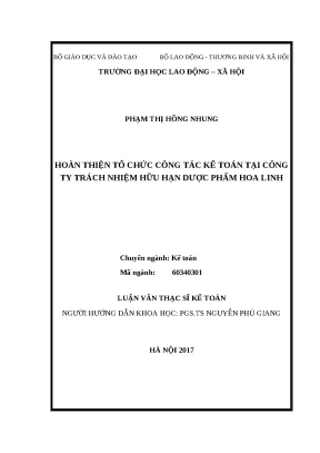 Cải Thiện Tổ Chức Kế Toán Tại Công Ty Dược Phẩm Hoa Linh