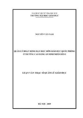 Quản lý dạy học giáo dục quốc phòng tại trường cao đẳng
