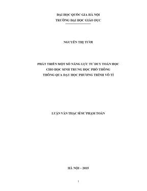 Phát Triển Năng Lực Tư Duy Toán Học Cho Học Sinh THPT