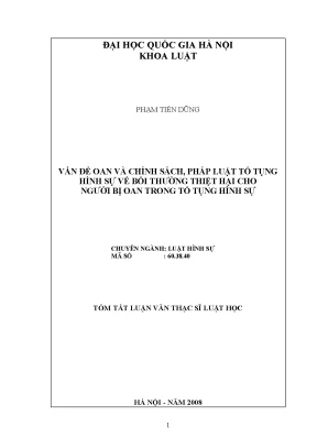 Bồi Thường Thiệt Hại Cho Người Bị Oan Trong Tố Tụng Hình Sự