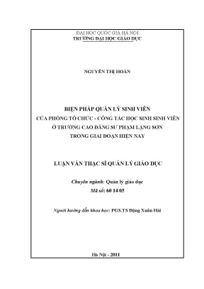 Biện Pháp Quản Lý Sinh Viên Tại Trường Cao Đẳng Sư Phạm