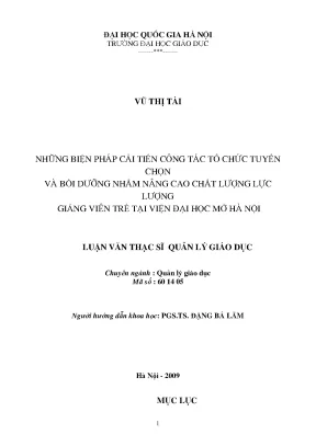 Cải Tiến Tuyển Chọn và Bồi Dưỡng Giảng Viên Trẻ Tại Viện