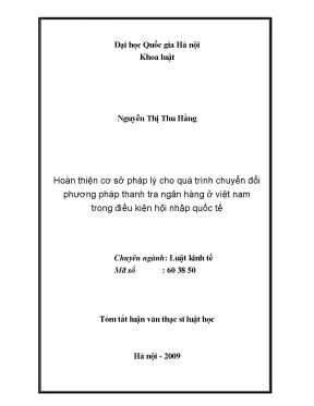 Cải thiện cơ sở pháp lý cho thanh tra ngân hàng Việt Nam