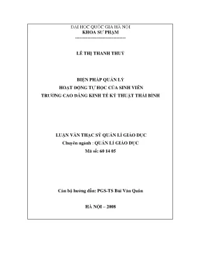 Biện Pháp Quản Lý Tự Học Cho Sinh Viên Trường Cao Đẳng