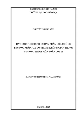 Dạy Học Phân Hóa Chủ Đề Phương Pháp Tọa Độ Trong Không