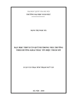 Dạy Học Thơ Xuân Quỳnh: Khai Thác Tín Hiệu Thẩm Mỹ Trong