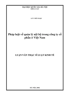 Quản Lý Nội Bộ Trong Công Ty Cổ Phần Ở Việt Nam: Nghiên