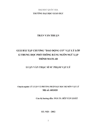 Giải bài tập vật lý lớp 12 chương dao động cơ bằng MATLAB