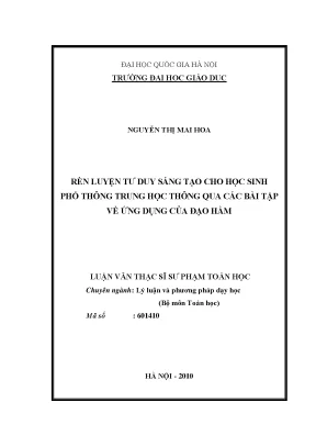 Rèn Luyện Tư Duy Sáng Tạo Cho Học Sinh Qua Ứng Dụng Đạo Hàm