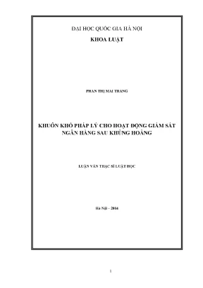 Khung pháp lý cho giám sát ngân hàng sau khủng hoảng