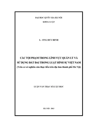 Tội Phạm Quản Lý và Sử Dụng Đất Đai Trong Luật Hình Sự