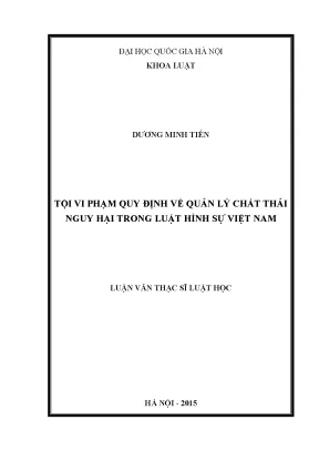 Tội Vi Phạm Quy Định Quản Lý Chất Thải Nguy Hại Trong