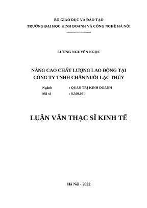 Nâng Cao Chất Lượng Lao Động Tại Công Ty TNHH Chăn Nuôi
