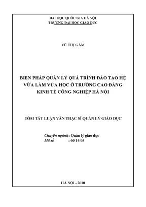 Quản lý đào tạo hệ vừa làm vừa học tại trường Cao đẳng