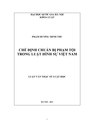 Chế Định Chuẩn Bị Phạm Tội Trong Luật Hình Sự Việt Nam