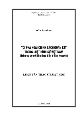 Nghiên cứu tội phá hoại chính sách đoàn kết trong luật