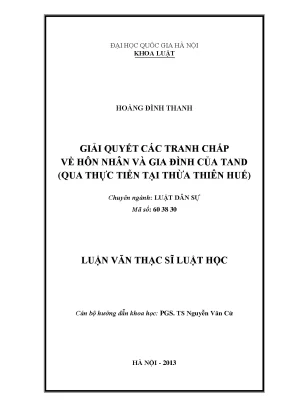 Giải Quyết Tranh Chấp Hôn Nhân và Gia Đình Tại Tòa Án