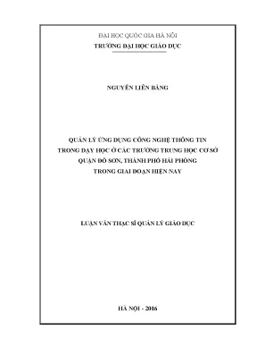 Quản lý ứng dụng công nghệ thông tin trong dạy học tại