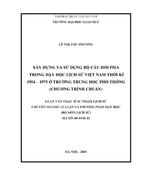 Xây Dựng Bộ Câu Hỏi PISA Trong Dạy Học Lịch Sử Việt Nam