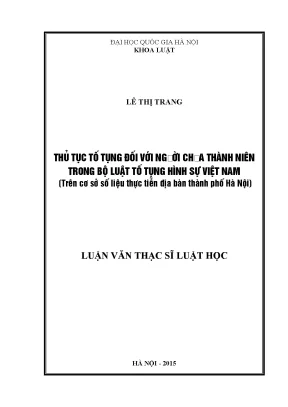 Thủ Tục Tố Tụng Hình Sự Đối Với Người Chưa Thành Niên