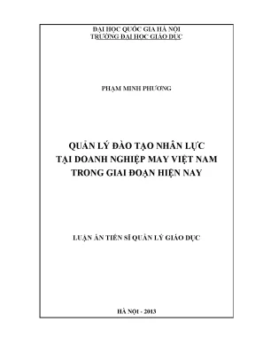 Quản Lý Đào Tạo Nhân Lực Trong Ngành May Việt Nam Hiện Nay
