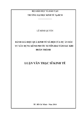 Đánh Giá Hiệu Quả Kinh Tế - Xã Hội Dự Án Kênh Phước