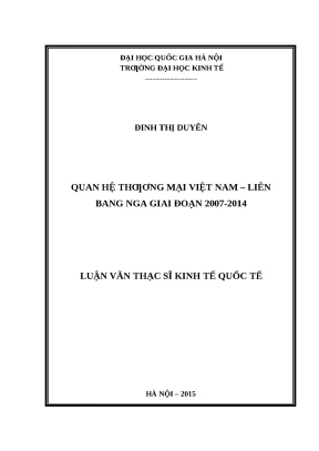 Quan hệ thương mại Việt Nam - Nga 2007-2014: Luận văn