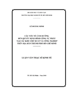 Luận văn thạc sĩ: Yếu tố đình công tự phát tại TPHCM