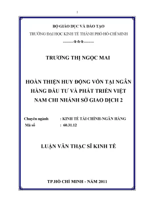 Hoàn thiện huy động vốn tại BIDV Sở Giao dịch 2