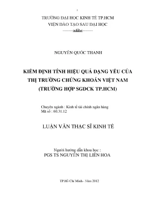 Luận văn: Kiểm định hiệu quả dạng yếu TTCK Việt Nam